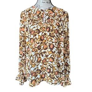 LOFT Floral print blouse multicolor long sleeve size M